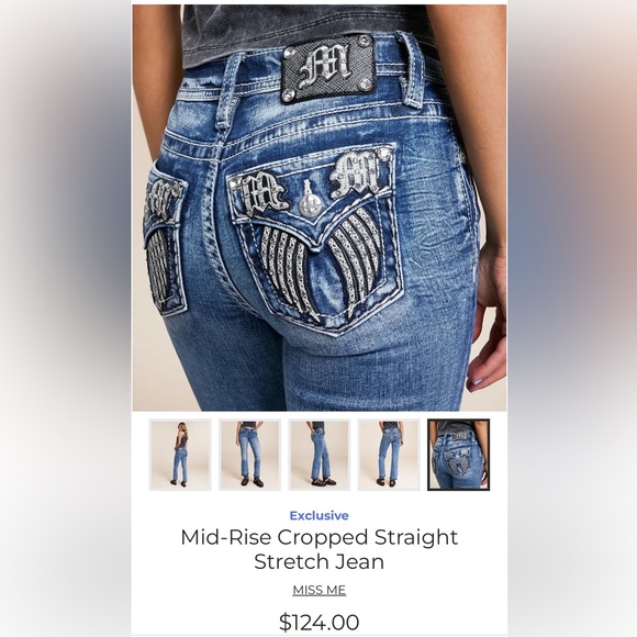 Miss Me Mid-Rise Cropped Straight Stretch Jean 32x32 - Picture 1 of 6
